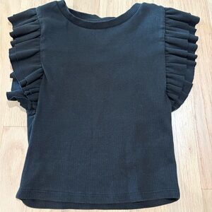 Zara Black Crop Top with Dramatic Ruffles